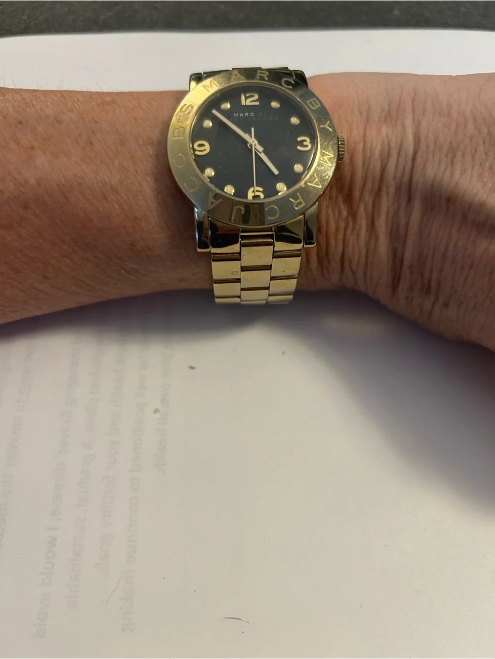 Marc by Marc Jacobs Gold-Tone Bracelet Watch with Black Dial